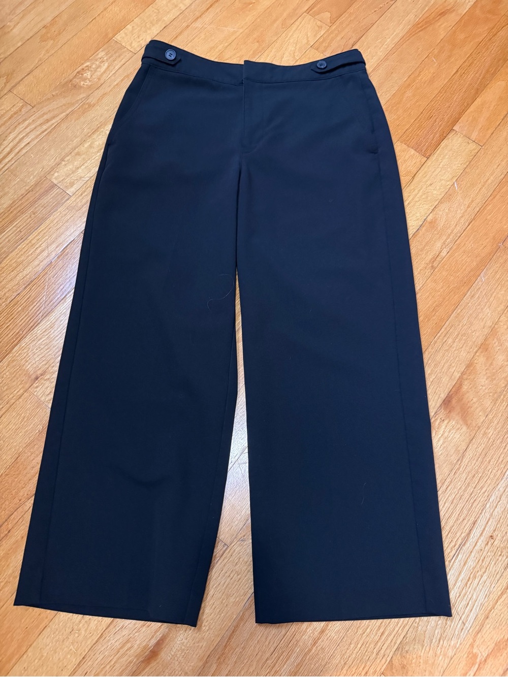 LOFT Black Wide-Leg Button-Waist Pants